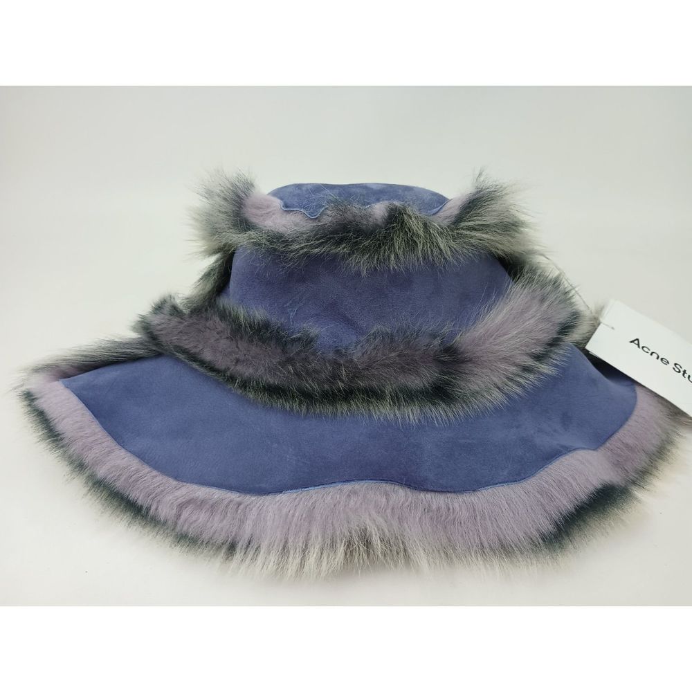 Acne Studios Lilac Purple Fur Shearling Bucket Hat Size S/M - Picture 4 of 9